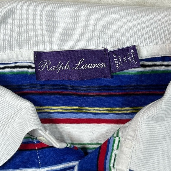 Ralph Lauren Purple Label Made in Italy XL Blue Res Stripe Classic Polo Shirt - Picture 2 of 12